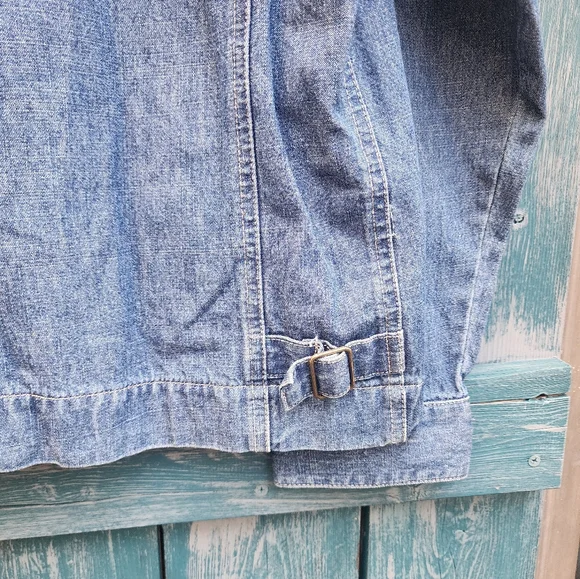 Denim Shacket Jacket Blast Blues Patch L Vintage? - Picture 10 of 12